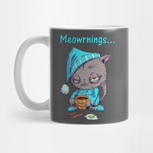 Cat Drinking Coffee and Eating Breakfast Mug